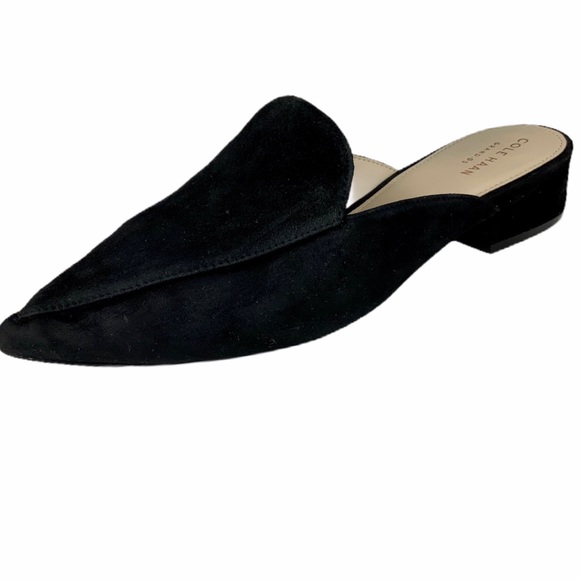 Cole Haan Shoes - COLE HAAN Piper Black Suede Mules.  Size 7.5